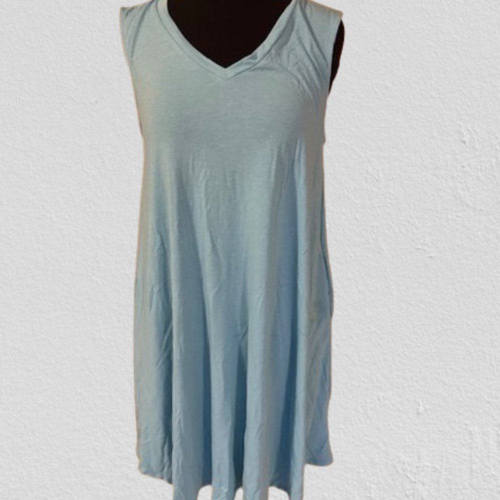 Aqua Tank Top Dress with Pockets  (2)  T4234  NWT Boutique